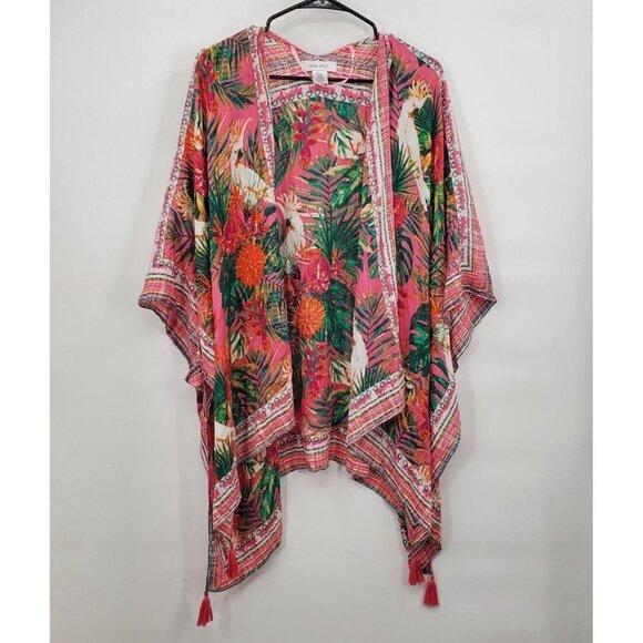 Nine West Swimsuit Cover Up Kimono Cardigan Beach Tropical OS Womens Floral - Picture 1 of 11
